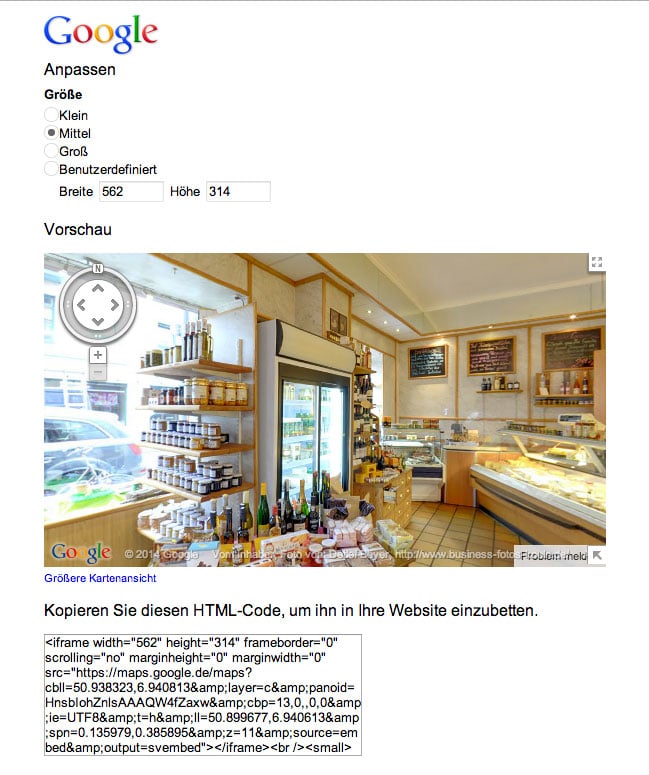 Google Streetview | Trusted in die eigene Website einbinden